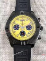 Breitling Chronograph Watch Yellow Face Black Rubber band